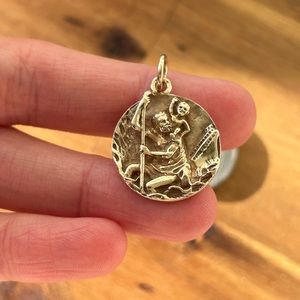 Rare St Christopher medal 14k yellow gold pendant backside inscription vintage